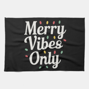 Bijpassende Familie Kerst Merry Vibes Only Lights Theedoek
