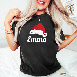 Bijpassende Familie Kerstmis Santa Hoed Naam T-shirt
