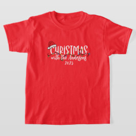 Bijpassende familie String Lights Santa Hat Kerstm T-shirt
