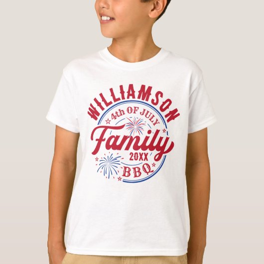 Bijpassende familienaam 4 juli Rood Wit Blauw T-shirt (Voorkant)