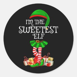 Bijpassende gezelschap Sweetest Elf Kerstmis Ronde Sticker