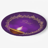 Bijpassende Happy Diwali Paarse 9" Papieren Bordje (Gekanteld)