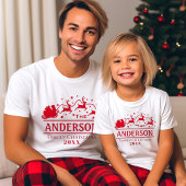 Bijpassende kerst gepersonaliseerde familienaam t-shirt