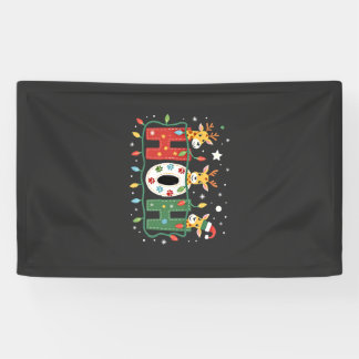 Bijpassende Kerstmis Kerstman Hoed Ho Ho Ho Giraff Spandoek