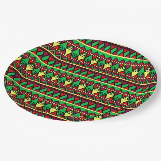 Bijpassende Kwanzaa Geel Rood Zwart Groen 9" Papieren Bordje (Gekanteld)