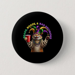 Bijpassende Mannen vrouwen Funny Meowdi Gras Cat M Ronde Button 5,7 Cm