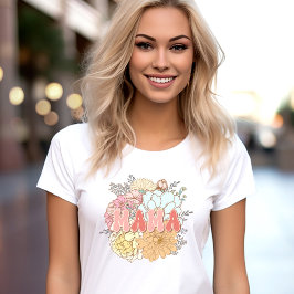 Bijpassende Moeder Nieuwe Mama Mini Retro Bloemen T-shirt