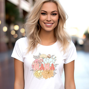Bijpassende Moeder Nieuwe Mama Mini Retro Bloemen T-shirt