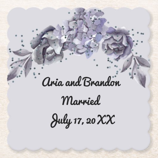 Bijpassende papieren onderzetters voor trouwfeest  (Voorkant)