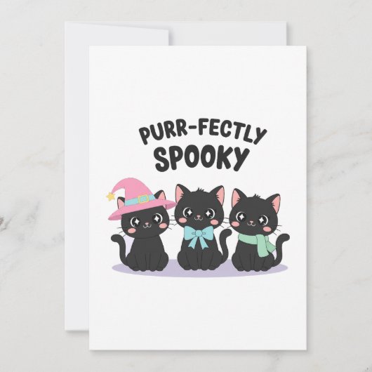 Bijpassende Pastel Black Cat Halloween T-shirt Kaart (Voorkant)