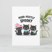 Bijpassende Pastel Black Cat Halloween T-shirt Kaart (Staand voorkant)