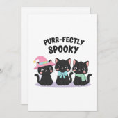 Bijpassende Pastel Black Cat Halloween T-shirt Kaart (Voorkant / Achterkant)