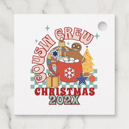 Bijpassende retro neef crew Kerst kinderen Bedankjes Labels (Achterkant)