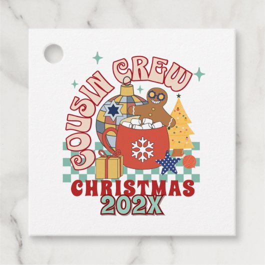 Bijpassende retro neef crew Kerst kinderen Bedankjes Labels (Voorkant)