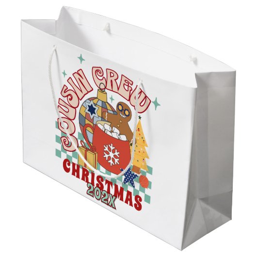 Bijpassende retro neef crew Kerst kinderen Groot Cadeauzakje (Achterkant Gekanteld)