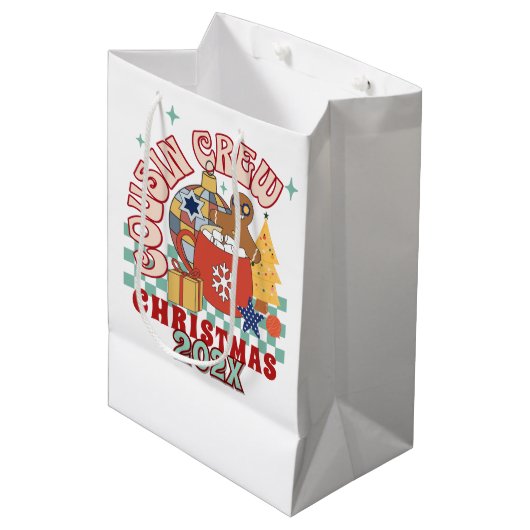 Bijpassende retro neef crew Kerst kinderen Medium Cadeauzakje (Voorkant Gekanteld)