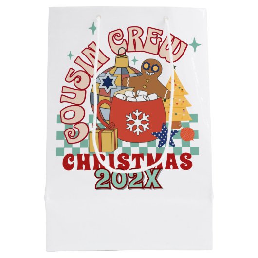 Bijpassende retro neef crew Kerst kinderen Medium Cadeauzakje (Achterkant)