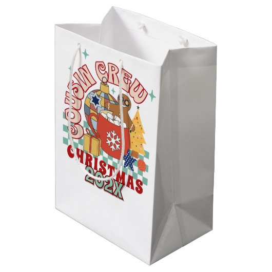 Bijpassende retro neef crew Kerst kinderen Medium Cadeauzakje (Achterkant Gekanteld)