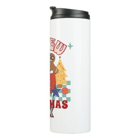 Bijpassende retro neef crew Kerst kinderen Thermosbeker (Geroteerd rechts)