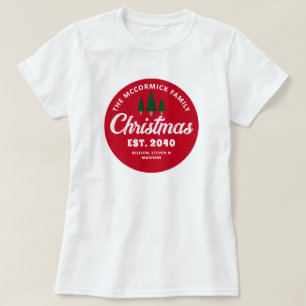 Bijpassende Retro Vintage Kerstmis Familienaam T-shirt