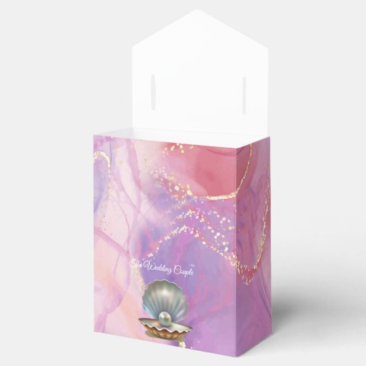 Bijpassende roze goud & marmer bedankdoosjes (Geopend)