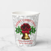 Bijpassende set - Gouden Bell Rode Boog Kerstmis 2 Papieren Bekers (Achterkant)