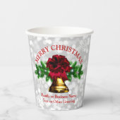 Bijpassende set - Gouden Bell Rode Boog Kerstmis 2 Papieren Bekers (Voorkant)