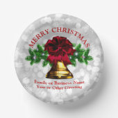 Bijpassende set - Gouden Bell Rode Boog Kerstmis 2 Papieren Kommen (Voorkant)