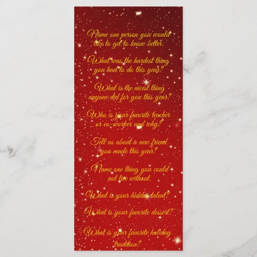 Bijpassende set kerst gesprek starters Kaart (Achterkant)