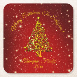 Bijpassende set kerst rode gouden boom sterren naa kartonnen onderzetters