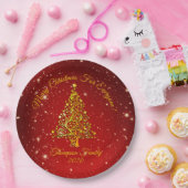 Bijpassende set Kerst Rode Gouden Boom Sterren Naa Papieren Bordje (Feest)