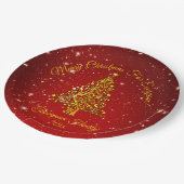 Bijpassende set Kerst Rode Gouden Boom Sterren Naa Papieren Bordje (Gekanteld)