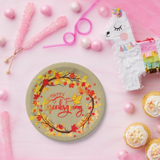 Bijpassende Thanksgiving herfstbladtonen 7" (klein Papieren Bordje (Feest)
