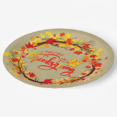 Bijpassende Thanksgiving herfstbladtonen 9" Papieren Bordje (Gekanteld)