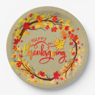 Bijpassende Thanksgiving herfstbladtonen 9" Papieren Bordje