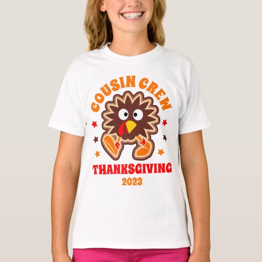 Bijpassende Thanksgiving neef Crew Turkije T-shirt (Voorkant)