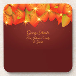 Bijpassende Thanksgiving Oranje Blad Naam Hard + K Bier Onderzetter