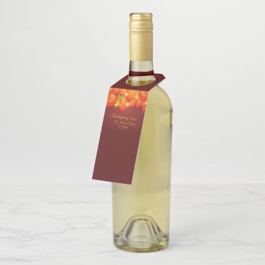 Bijpassende Thanksgiving Oranje bladnaam jaarfles Flessenhanger (Schuin)