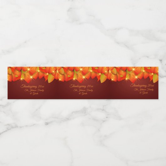 Bijpassende Thanksgiving Sinaasappel Blad Naam Jaa Waterfles Etiket (Enkel label)