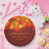 Bijpassende Thanksgiving Sinaasappel bladeren naam Papieren Bordje (Feest)