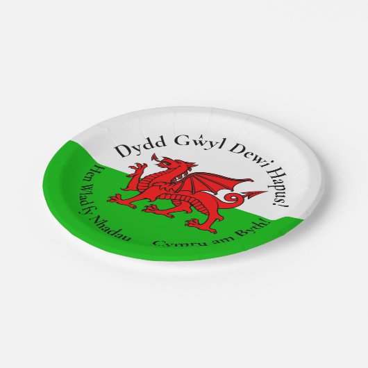 Bijpassende Welsh Dragon St David's Day 7" Papieren Bordje (Gekanteld)