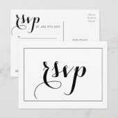 Bijpassende zwart-witte RSVP-kaart Uitnodiging Briefkaart (Voorkant / Achterkant)