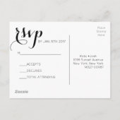 Bijpassende zwart-witte RSVP-kaart Uitnodiging Briefkaart (Achterkant)