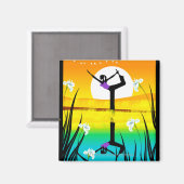 Bijprofiel van een vrouw die yoghurt magneet (Voorkant / Achterkant)