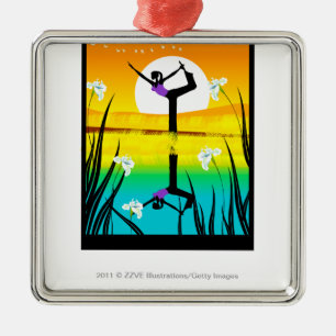 Bijprofiel van een vrouw die yoghurt metalen ornament