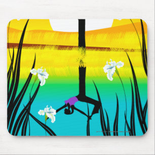 Bijprofiel van een vrouw die yoghurt muismat