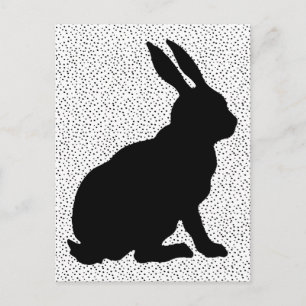 Bijprofiel zittend Zwart Konijn op Polka Dots Briefkaart