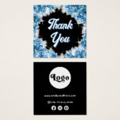 Bijsluiter blauwe kristallen vierkante visitekaartjes (Voorkant /achterkant)
