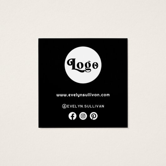 Bijsluiter blauwe kristallen vierkante visitekaartjes (Achterkant)