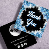 Bijsluiter blauwe kristallen vierkante visitekaartjes